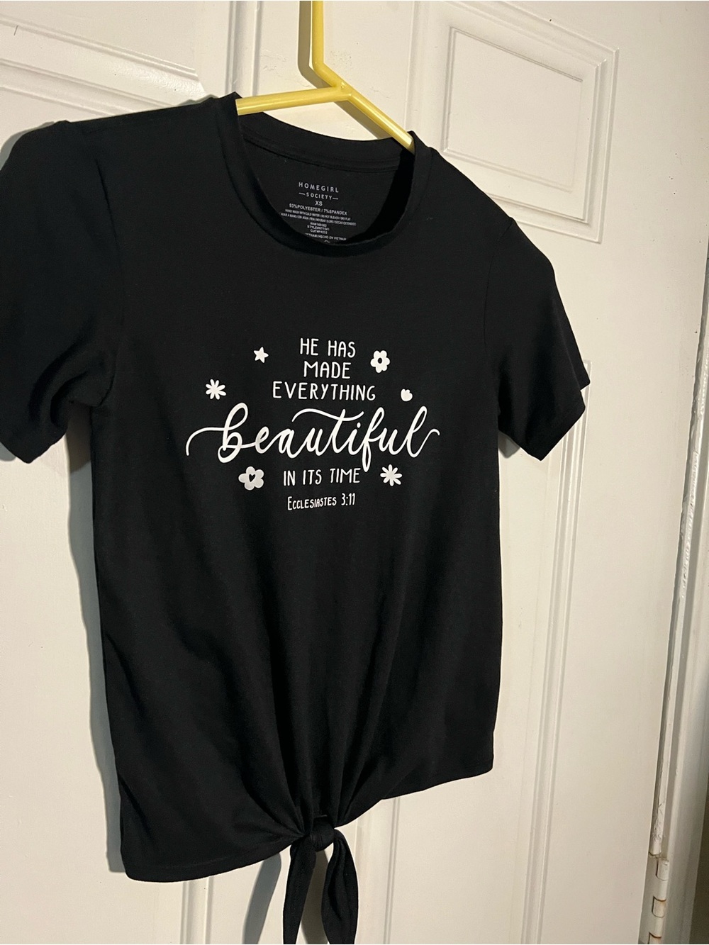 Homegirl Black Tie-Front Graphic Tee - "Beautiful" Scripture Print